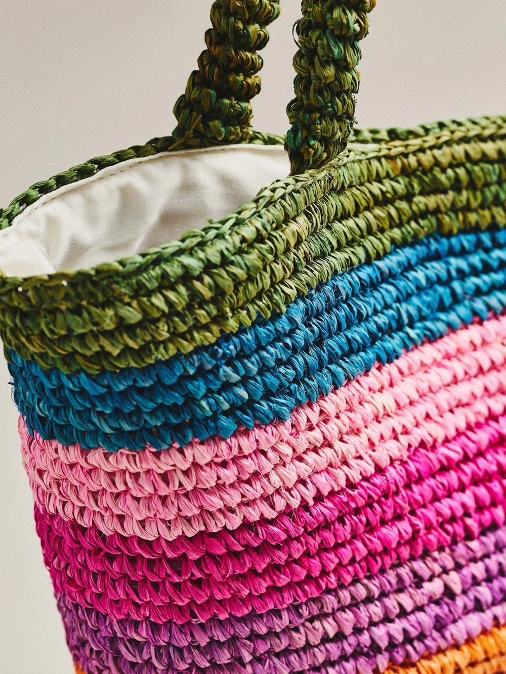 New anthropologie sunshine tienda Bermuda pool tote bag rainbow straw stripe
